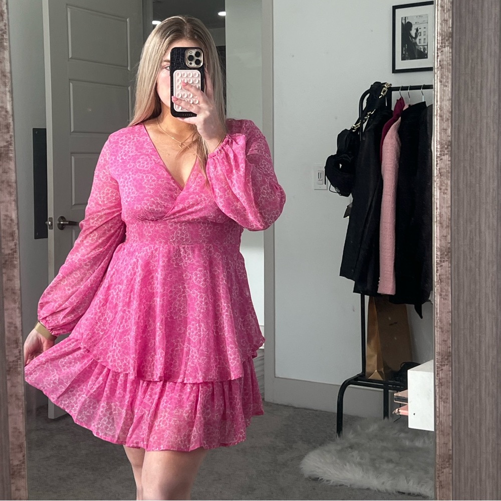 Hot Pink long sleeve dress